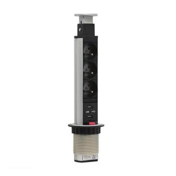  Csatlakoztatható aljzatoszlop asztallaphoz 2x230V + 2xUSB  kép