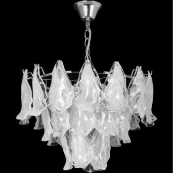  Csillár láncon 4xE27/60W/230V átm. 40 cm fényezett króm/fehér  kép