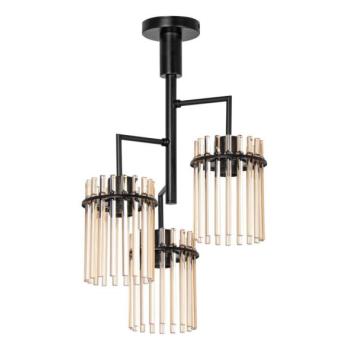  Csillár rúdon 3xE27/60W/230V fekete/bézs  kép