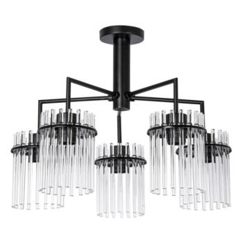  Csillár rúdon 5xE27/60W/230V fekete/átlátszó  kép