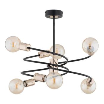  Csillár rúdon DISCO 6xE27/60W/230V fekete/arany  kép