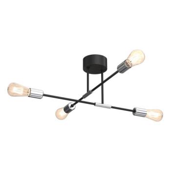  Csillár rúdon FLAME 4xE27/60W/230V fekete/fényes króm  kép
