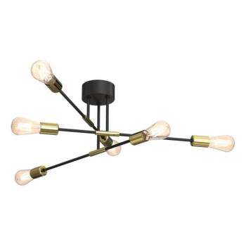 Csillár rúdon FLAME 6xE27/60W/230V fekete/arany  kép