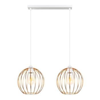  Csillár zsinóron MATT 2xE27/60W/230V fehér/réz  kép