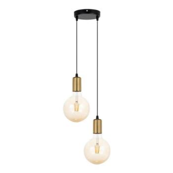  Csillár zsinóron MIROS 2xE27/60W/230V kerek fekete/arany  kép