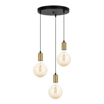  Csillár zsinóron MIROS 3xE27/60W/230V kerek fekete/arany  kép