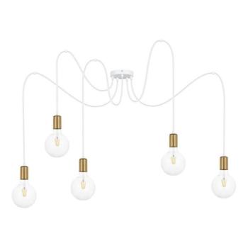  Csillár zsinóron MIROS 5xE27/60W/230V pók fehér/arany  kép