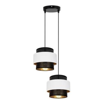  Csillár zsinóron NESS 2xE27/60W/230V á. 30 cm fekete/fehér  kép