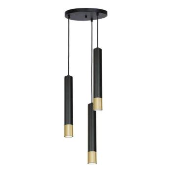  Csillár zsinóron NEST 3xGU10/8W/230V kerek fekete/arany  kép