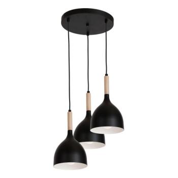  Csillár zsinóron NOAK WOOD 3xE27/15W/230V fekete/bükkfa  kép