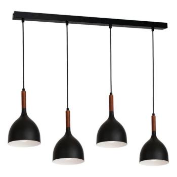 Csillár zsinóron NOAK WOOD 4xE27/15W/230V fekete/bükkfa  kép