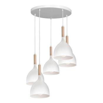  Csillár zsinóron NOAK WOOD 5xE27/15W/230V fehér/bükkfa  kép