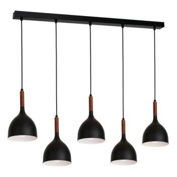  Csillár zsinóron NOAK WOOD 5xE27/15W/230V fekete/bükkfa  kép