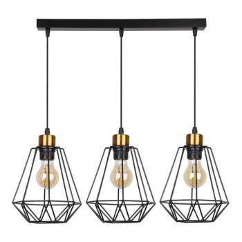  Csillár zsinóron PRIMO 3xE27/60W/230V fekete/arany  kép