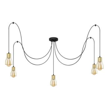  Csillár zsinóron TUBE 5xE27/15W/230V pók fekete/arany  kép