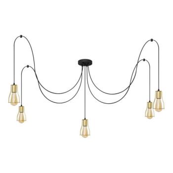  Csillár zsinóron TUBE LONG 5xE27/15W/230V fekete/arany  kép