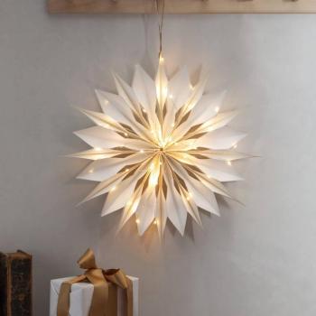 Deco csillag Flinga papír fehér mágnessel, elemes kép