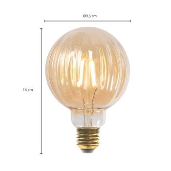 E27 3.8W LED lámpa G95, 2700K, 340lm, barázdák borostyánsárga színben kép