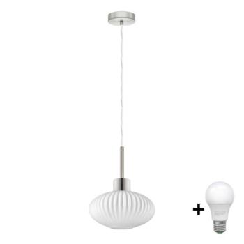 Eglo LED csillár huzalon függő HARMA 1xE27/60W/230V átm. 25 cm matt króm/fehér  kép