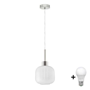 Eglo LED csillár kábelen HARMA, 1xE27/60W/230V, átm. 20 cm, matt króm/fehér  kép