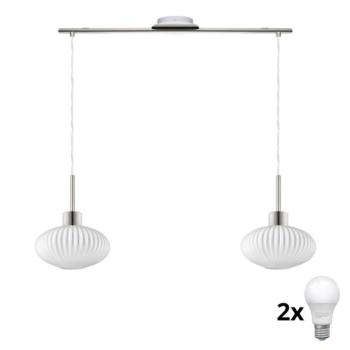 Eglo LED csillár kábelen HARMA 2xE27/60W/230V matt króm/fehér  kép