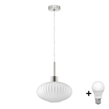 Eglo LED kábeles csillár HARMA 1xE27/60W/230V átm. 30 cm matt króm/fehér  kép