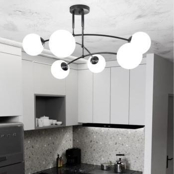EMIBIG Csillár PREGOS 6xE14/10W/230V fekete/fehér  kép