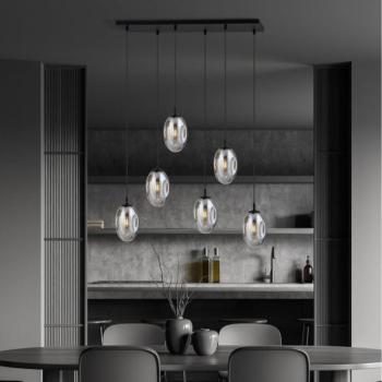 EMIBIG Csillár zsinóron ASTRAL 6xE14/10W/230V fekete/füstös  kép