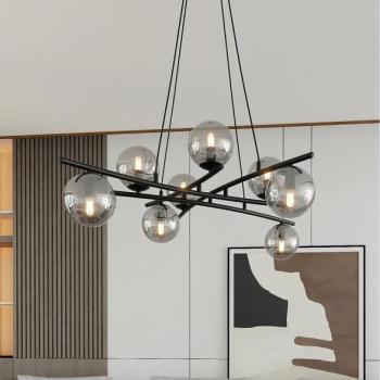 EMIBIG Csillár zsinóron ESSA 8xE14/10W/230V fekete/füstös  kép