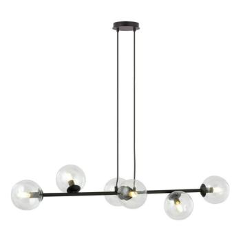 EMIBIG Csillár zsinóron ROSSI 6xE14/10W/230V fekete/átlátszó  kép