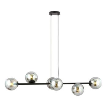 EMIBIG Csillár zsinóron ROSSI 6xE14/10W/230V fekete/szürke  kép