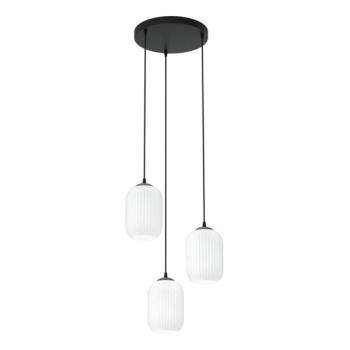 EMIBIG Csillár zsinóron VERDI 3xE27/15W/230V átm. 30 cm fekete/fehér  kép