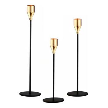 Estilo Home 3 darabos gyertyatartó szett, fekete/arany  kép