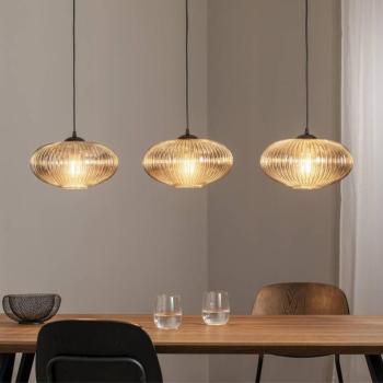 Étkező lámpa Coco, 115 cm hosszú, fekete/füstszürke, 3 lámpás. kép