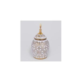 Eurolamp Kerámia tégely 28x15 cm arany/fehér  kép