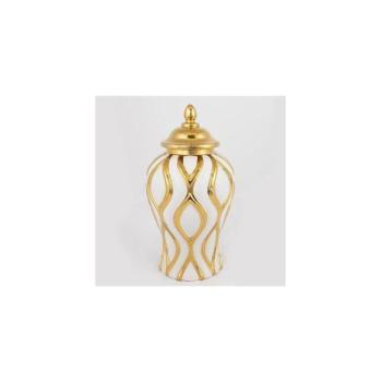 Eurolamp Kerámia tégely 30,6x16,2 cm arany/fehér  kép