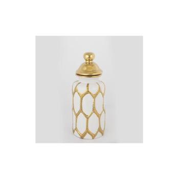 Eurolamp Kerámia tégely 31x12,5 cm arany/fehér  kép
