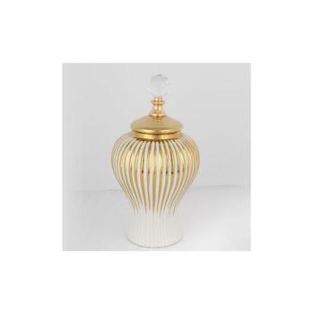 Eurolamp Kerámia tégely 35x17,5 cm arany/fehér  kép