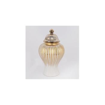 Eurolamp Kerámia tégely 35x18,5 cm arany/fehér  kép