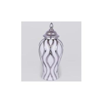 Eurolamp Kerámia tégely 35x18,5 cm ezüst/fehér  kép