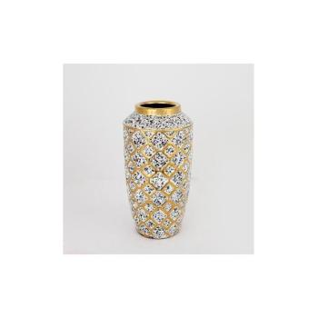 Eurolamp Kerámia váza 25x13 cm fehér/arany/fekete  kép