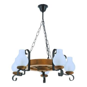 Exodus Lighting Srl Csillár láncon ROATA 5xE14/40W/230V átm. 30 cm bükkfa  kép