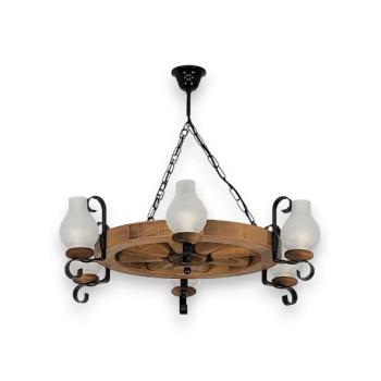 Exodus Lighting Srl Csillár láncon ROATA 6xE14/40W/230V átm. 70 cm bükkfa  kép