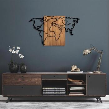  Fali dekoráció 118x70 cm fa/fém térkép  kép