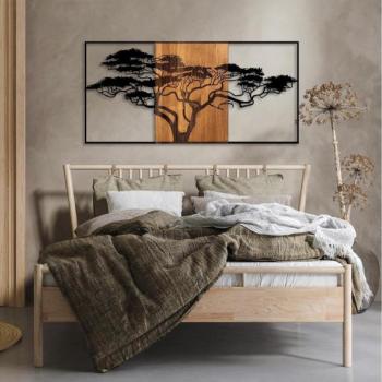  Fali dekoráció 147x70 cm fa/fém faág mintával  kép
