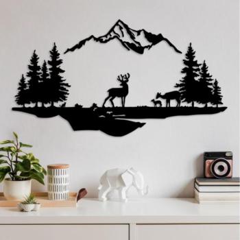  Fali dekoráció 2 db 70x38 cm szarvas fém/fekete  kép