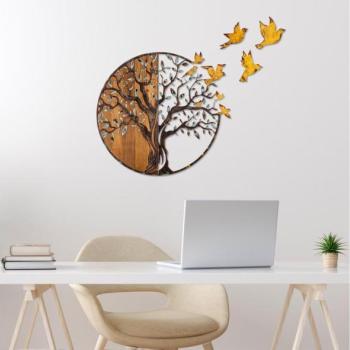  Fali dekoráció 92x71 cm fa/fém fa és madarak motívummal  kép