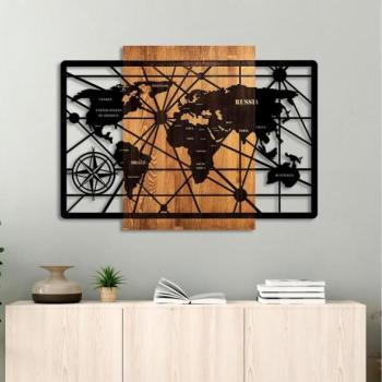  Fali dekoráció 96x70 cm fa/fém térkép  kép