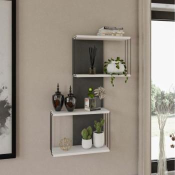  Fali polc DESTAN 96x65 cm fehér/antracit  kép