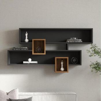  Fali polc KAREN 120x72,2 cm antracit/barna  kép